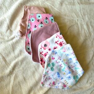 Set of 5 little girls bibs